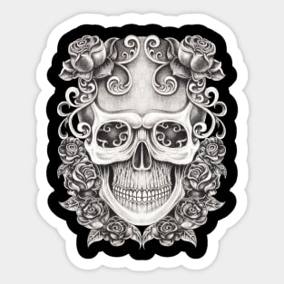 Fancy rose and skull. Sticker